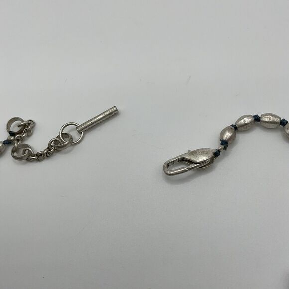 Kenneth Cole Reaction Necklace Abalone Pendant Silver Tone Vintage 90s 17” - 19” - Picture 8 of 12